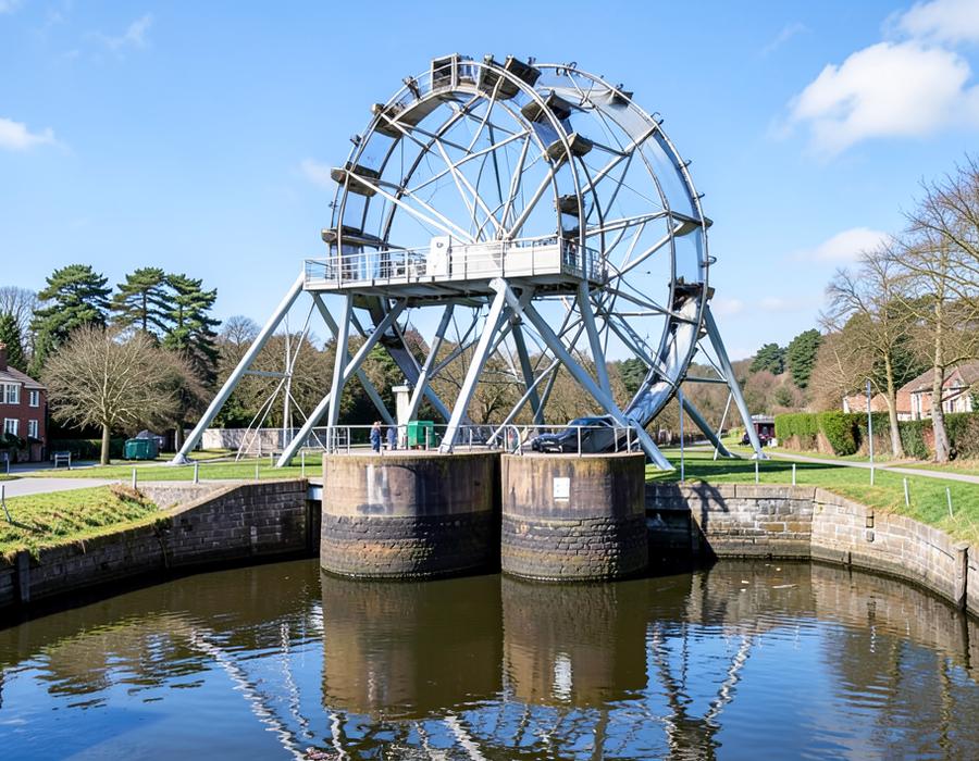The Falkirk Wheel boat lift on the canal